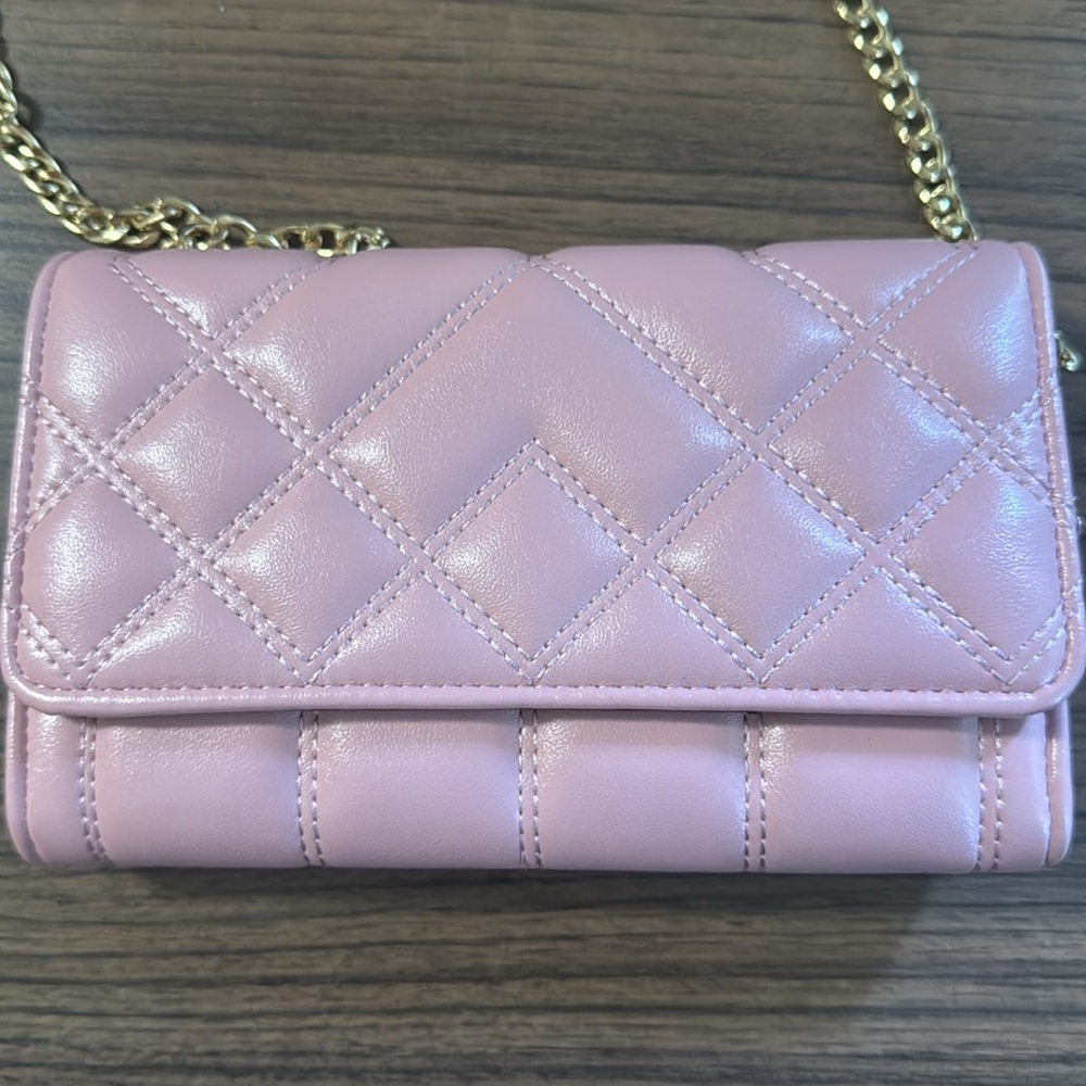Women’s Pink Quilted Chain Cross Body Bag - Picture 5 of 7